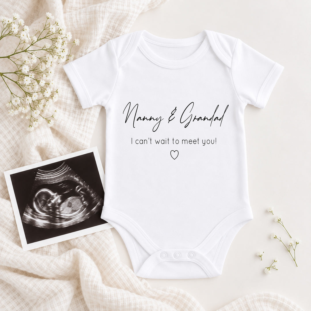 Hello Nanny &amp; Grandad Baby Announcement Vest
