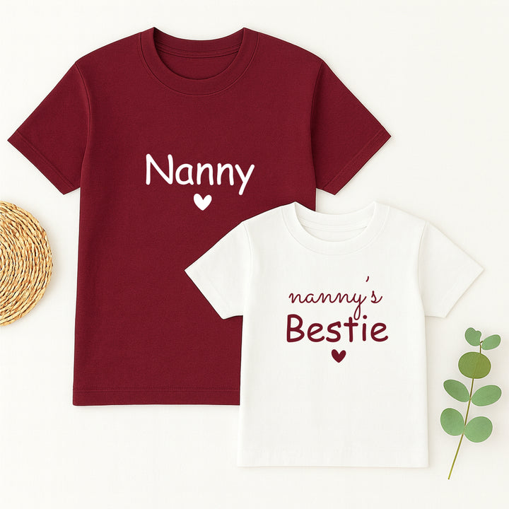 Nanny's Bestie Maroon Matching Outfits