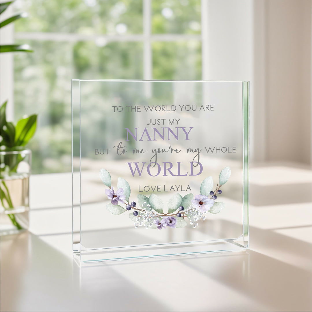 Personalised Nanny You Are My World Acrylic Block