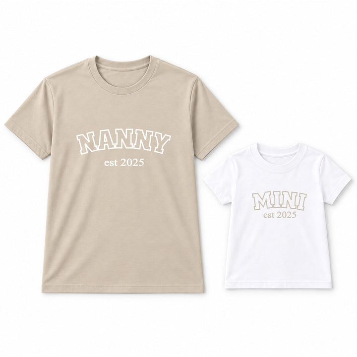 Personalised Beige Est Nanny &amp; Mini Matching Outfits