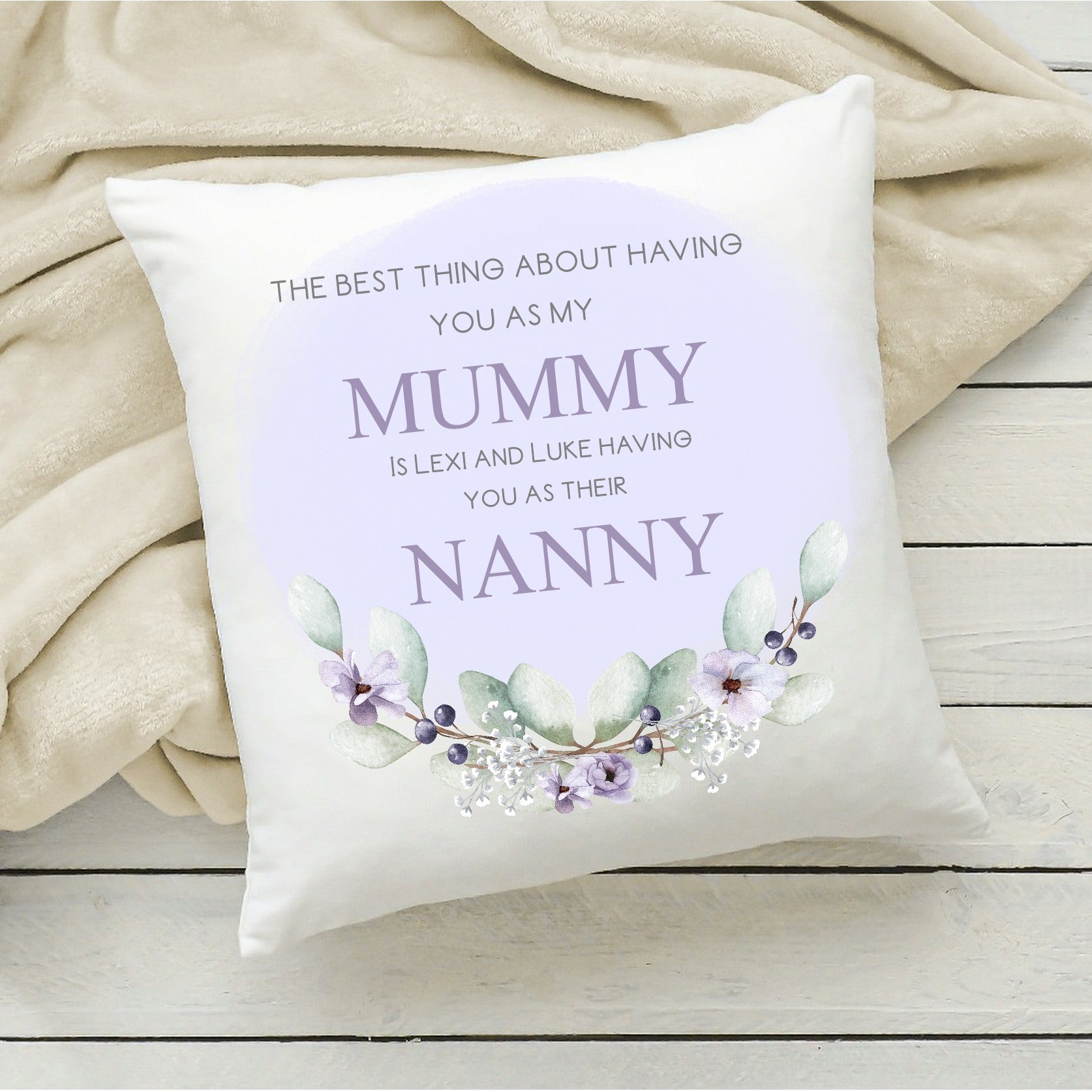 Personalised 2024 nanny cushion