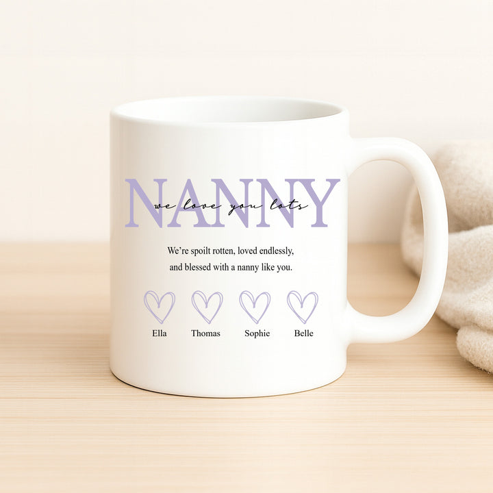 Personalised Purple Nanny We Love You Mug