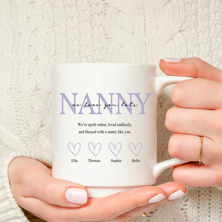 Personalised Purple Nanny We Love You Mug