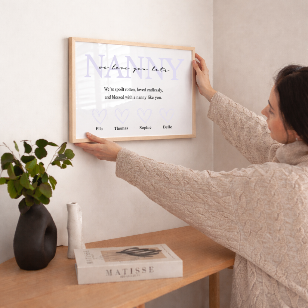 Personalised Purple Nanny We Love You Mother's Day Poster