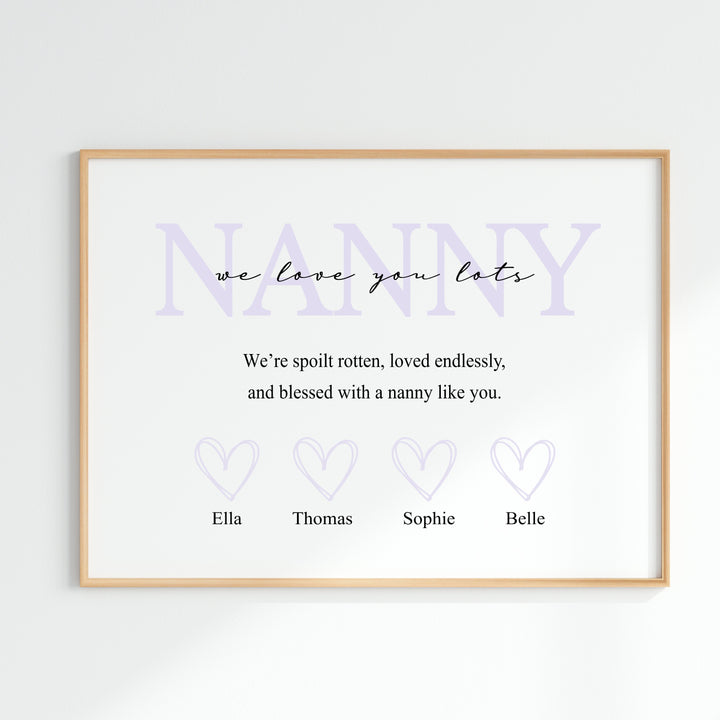 Personalised Purple Nanny We Love You Mother's Day Poster