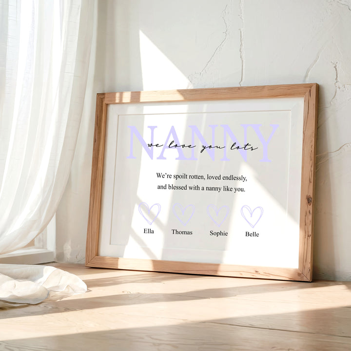 Personalised Purple Nanny We Love You Mother's Day Poster