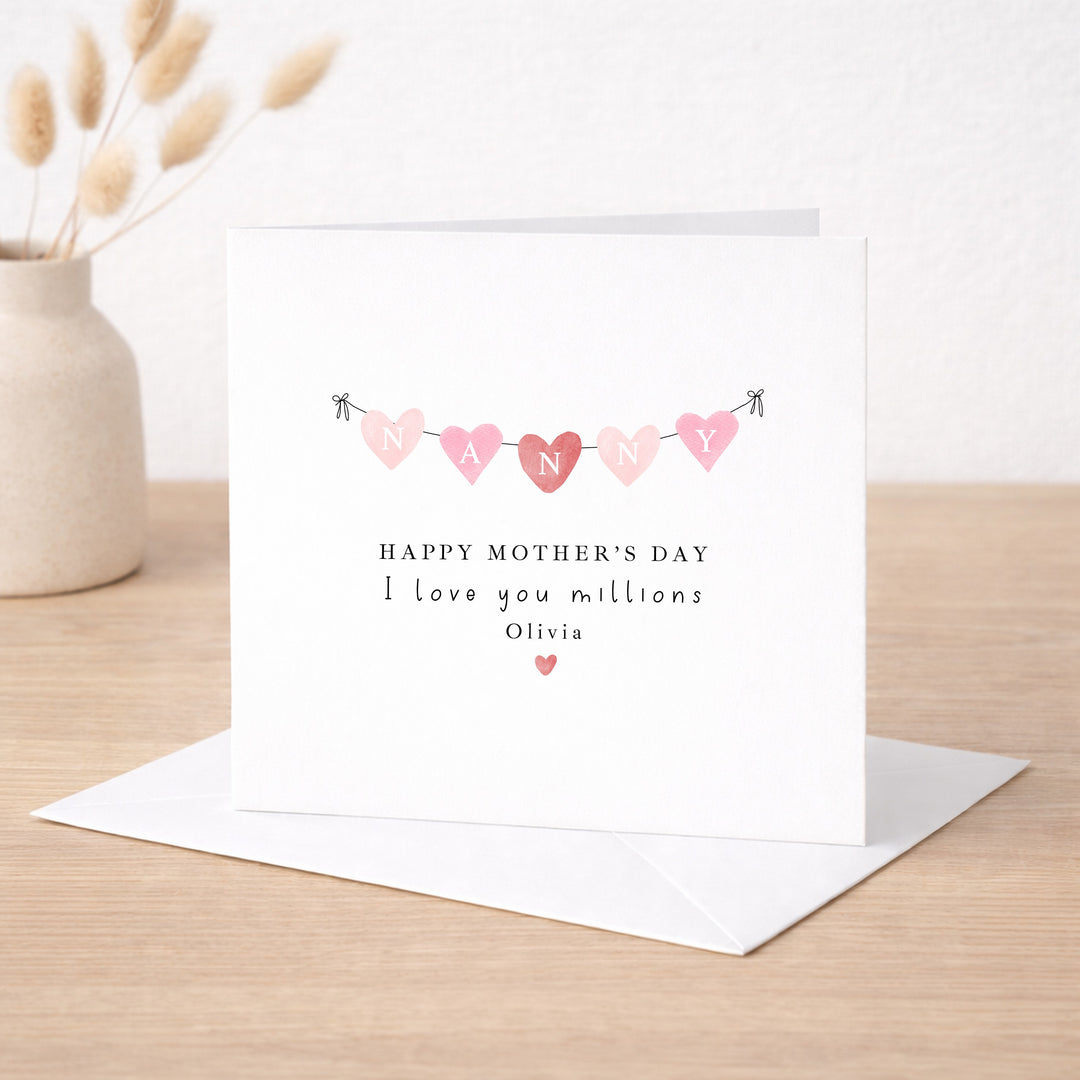 Personalised Pink Happy Mother's Day Nanny Card
