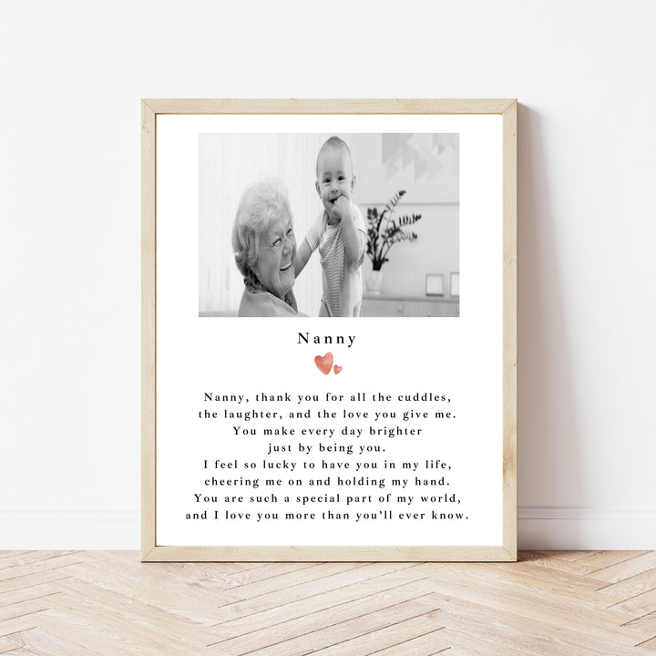 Personalised Thank You Nanny Mother's Day Poster