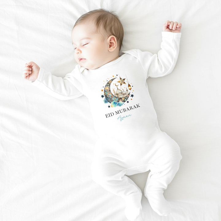 Personalised Eid Mubarak Baby Grow, Vest or Bib