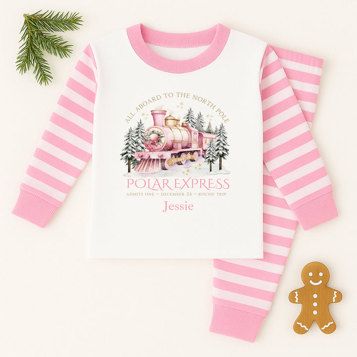 Personalised Pink Festive Train Christmas Pyjamas