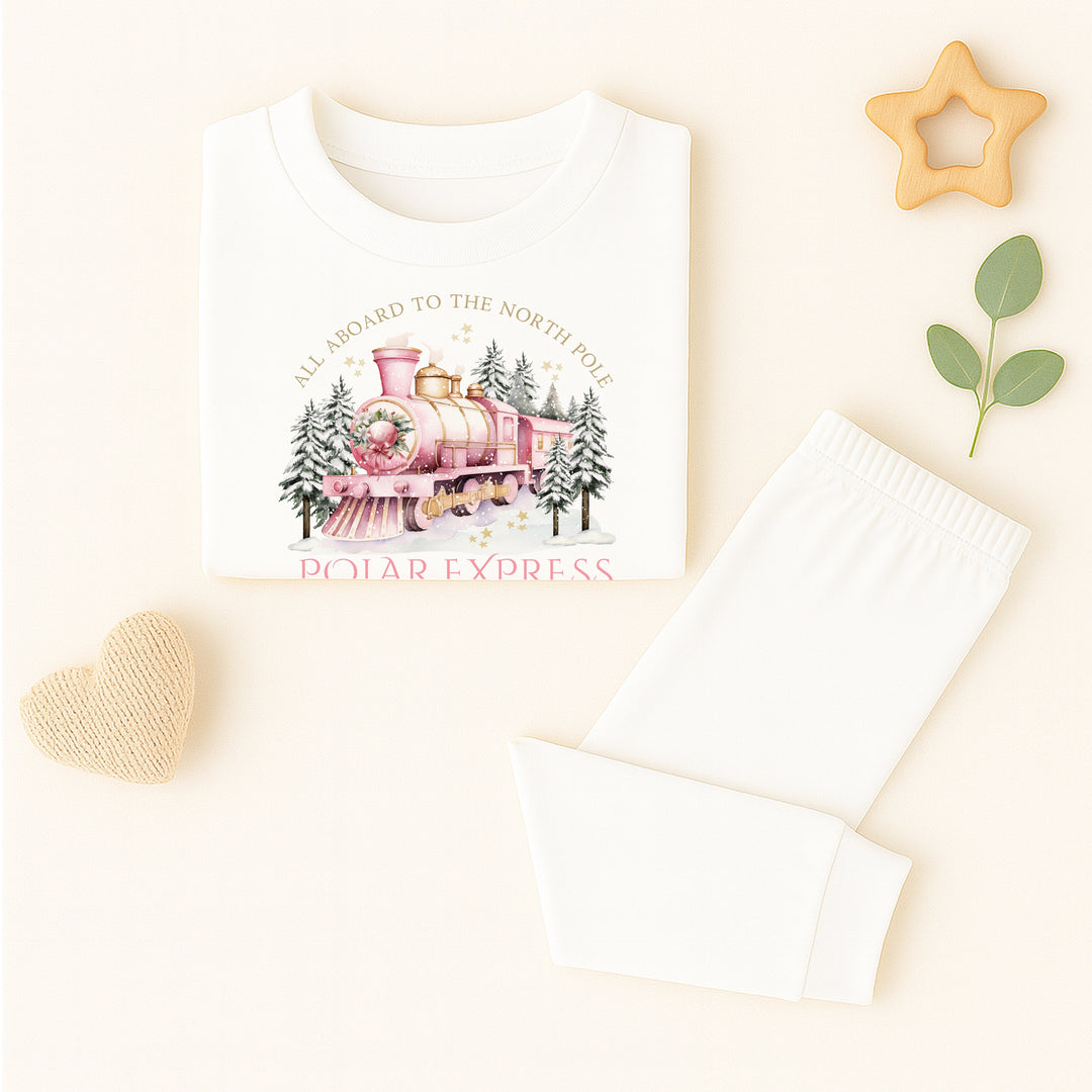 Personalised Pink Festive Train Christmas Pyjamas
