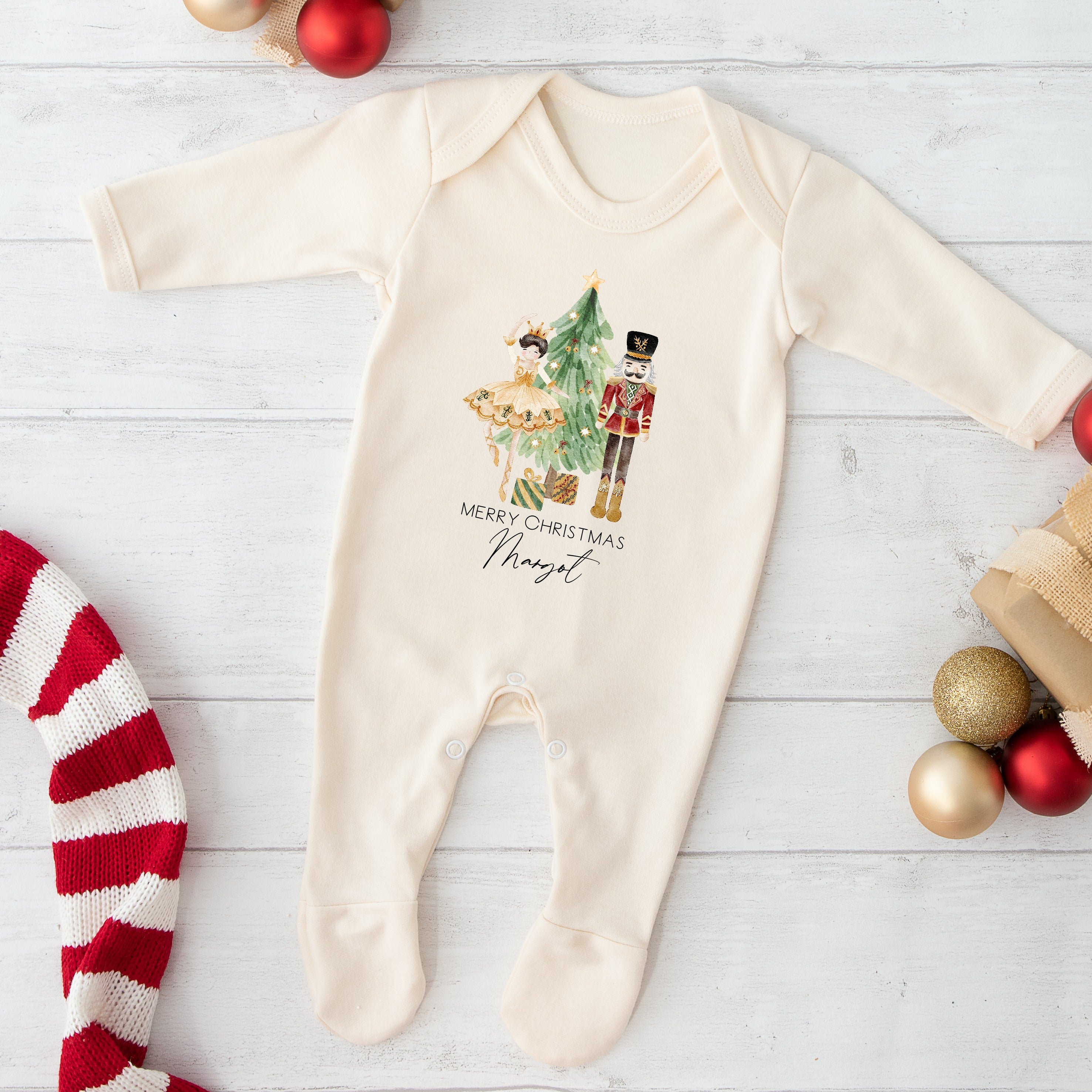 Personalised Nutcracker Tree Sibling Matching Pyjamas Babygrow