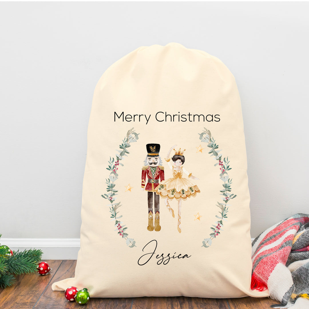 Personalised Nutcracker Wreath Santa Sack or Stocking