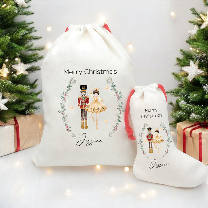 Personalised Nutcracker Wreath Santa Sack or Stocking