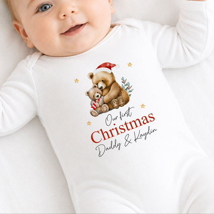 Personalised Bears Our First Christmas Together Baby Grow, Vest or Bib