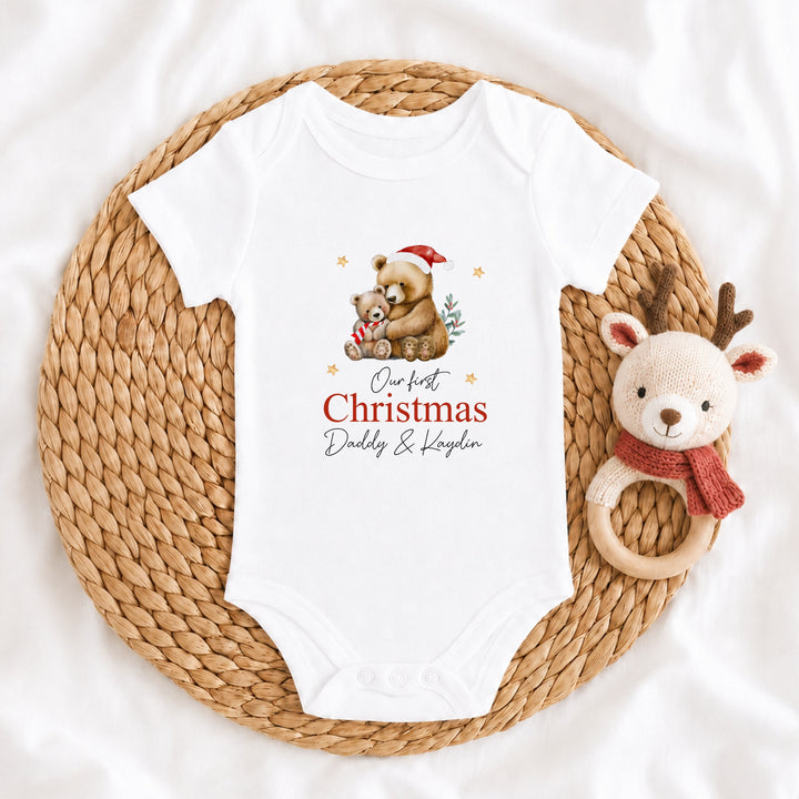 Personalised Bears Our First Christmas Together Baby Grow, Vest or Bib