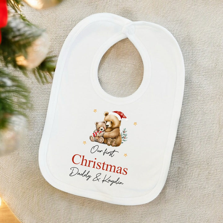 Personalised Bears First Christmas As A Parent Babygrow/Vest/Bib