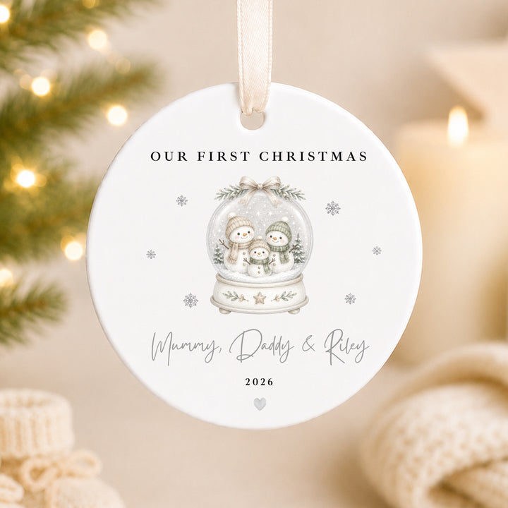 Personalised Snowglobe Our First Christmas Together Ceramic Bauble
