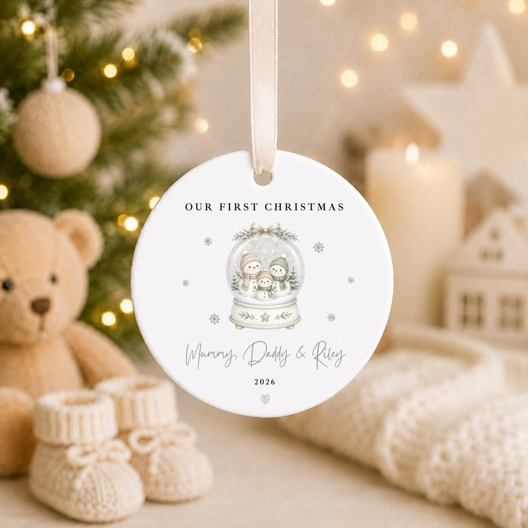 Personalised Snowglobe Our First Christmas Together Ceramic Bauble