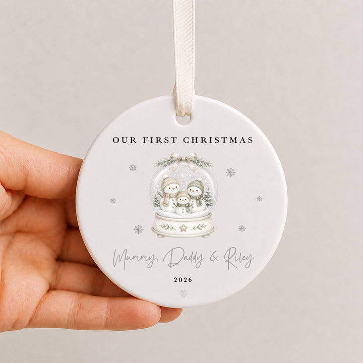 Personalised Snowglobe Our First Christmas Together Ceramic Bauble