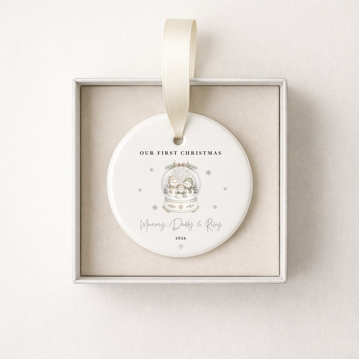 Personalised Snowglobe Our First Christmas Together Ceramic Bauble