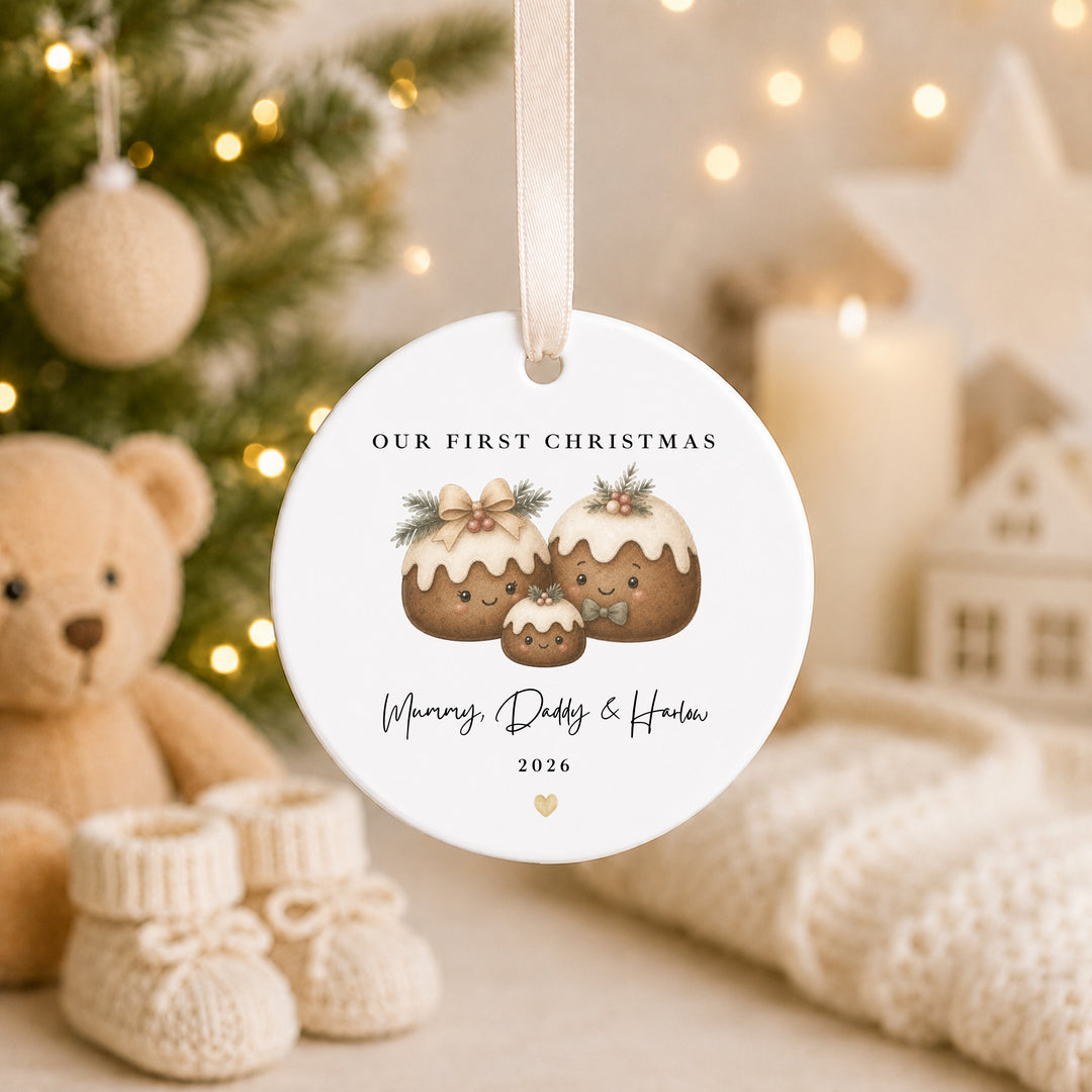 Personalised Christmas Pudding Our First Christmas Together Ceramic Bauble