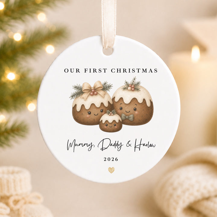 Personalised Christmas Pudding Our First Christmas Together Ceramic Bauble