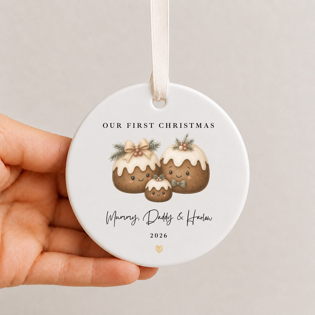 Personalised Christmas Pudding Our First Christmas Together Ceramic Bauble