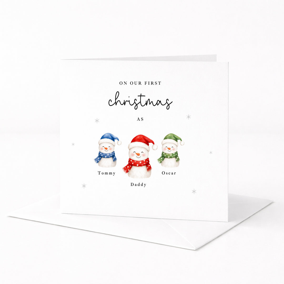 Personalised Snowmen Our First Christmas Card