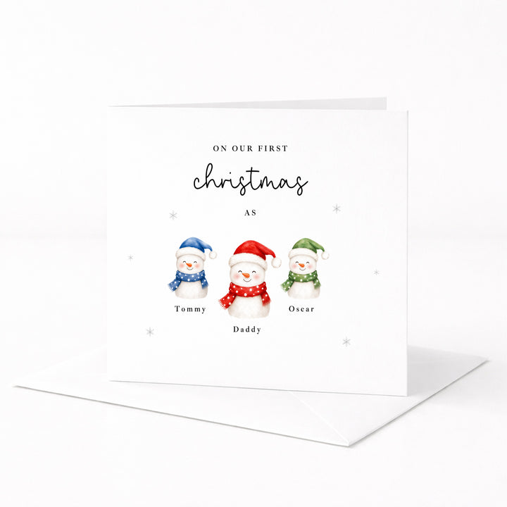 Personalised Snowmen Our First Christmas Card