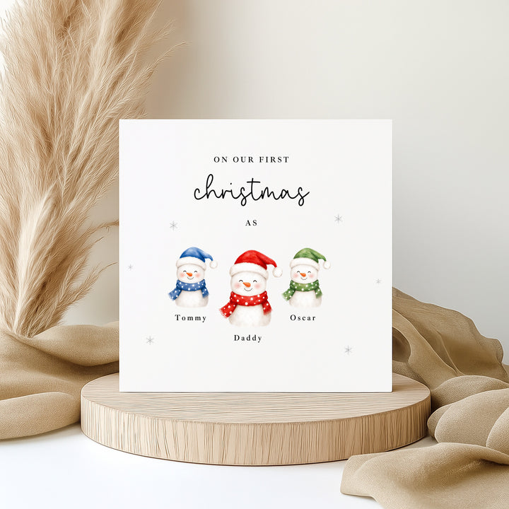 Personalised Snowmen Our First Christmas Card