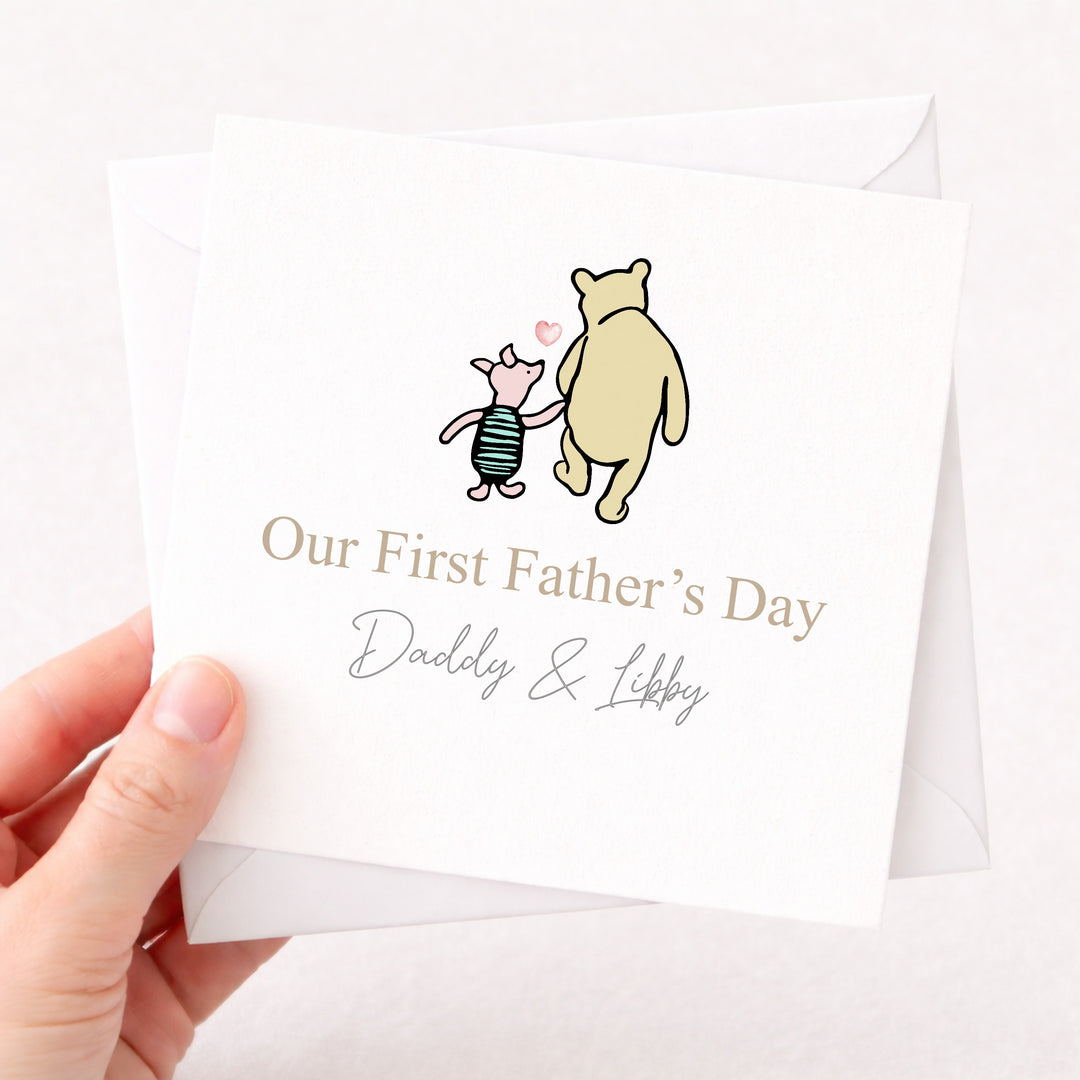 Personalised Pooh Bear Our First Father's Day Card