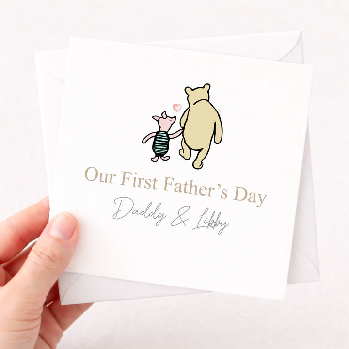 Personalised Pooh Bear Our First Father's Day Card