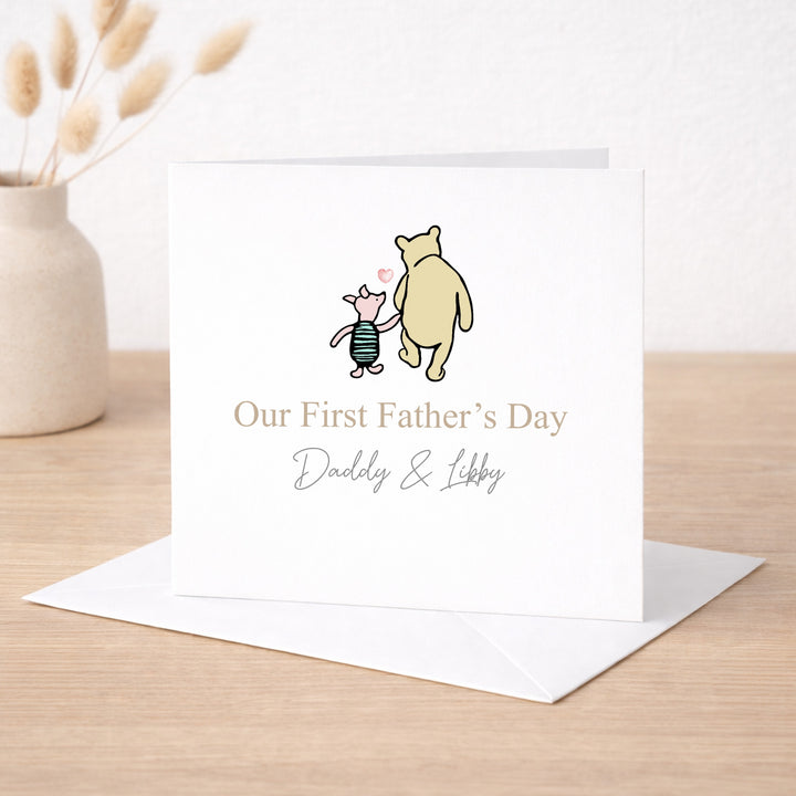 Personalised Pooh Bear Our First Father's Day Card