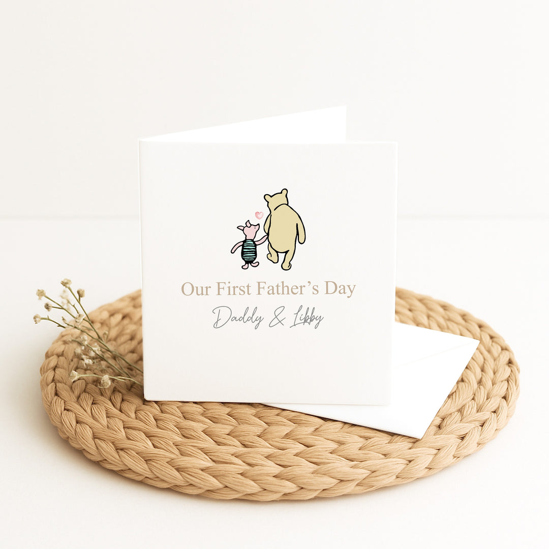 Personalised Pooh Bear Our First Father's Day Card
