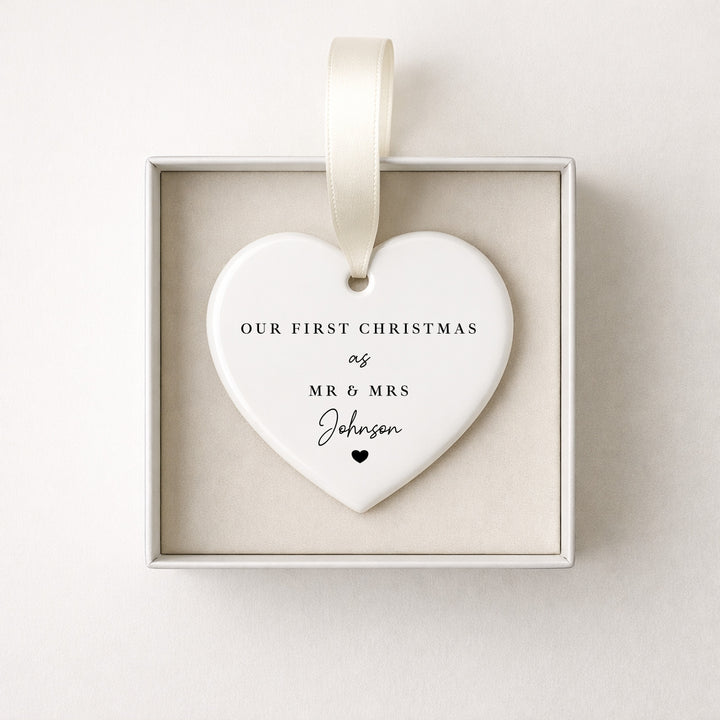Personalised Heart Our First Christmas Married Christmas Bauble