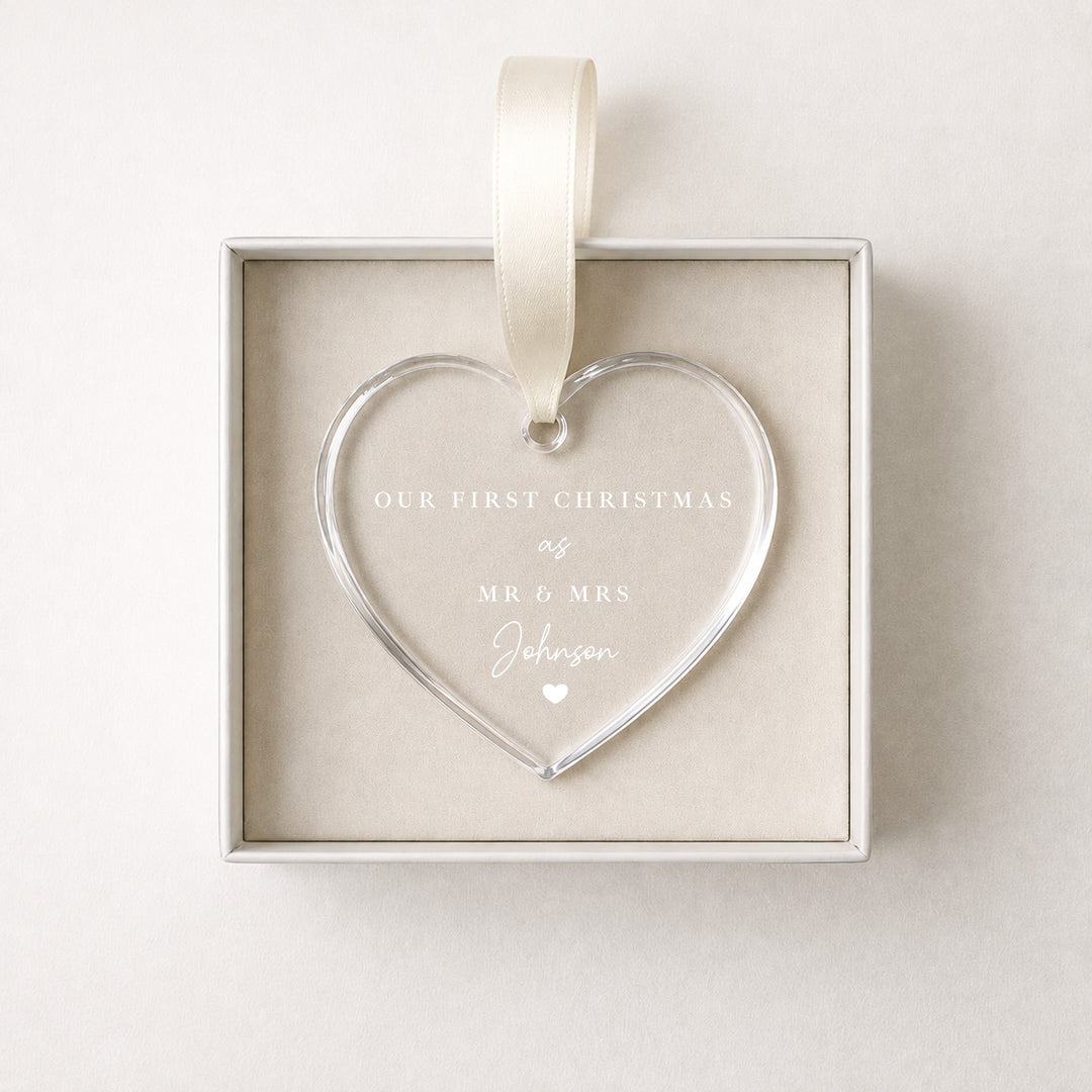 Personalised Heart Our First Christmas Married Christmas Bauble