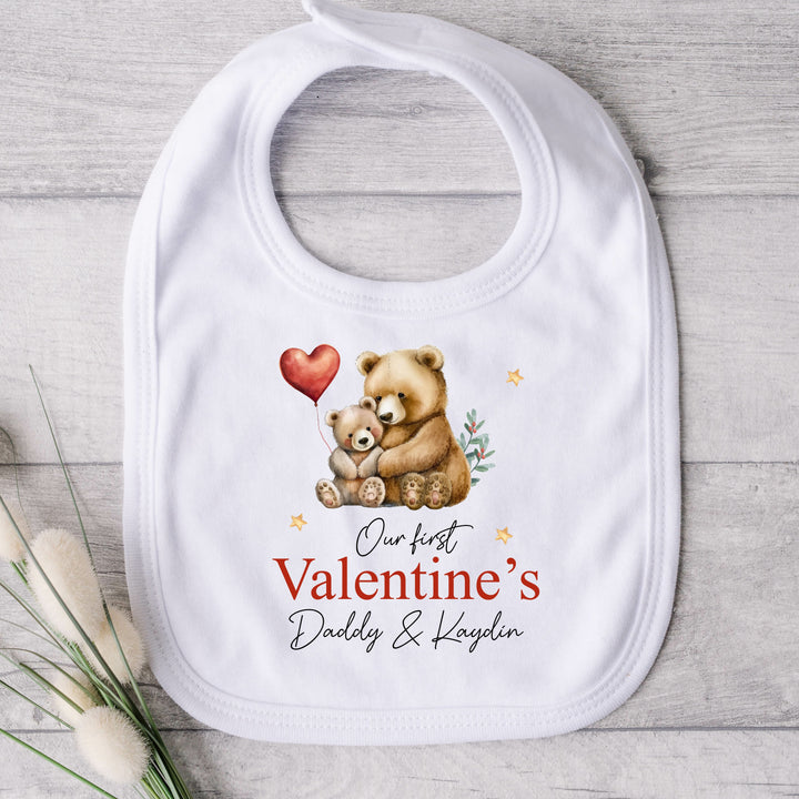 Personalised Our First Valentines Day Red Bears Babygrow/Vest