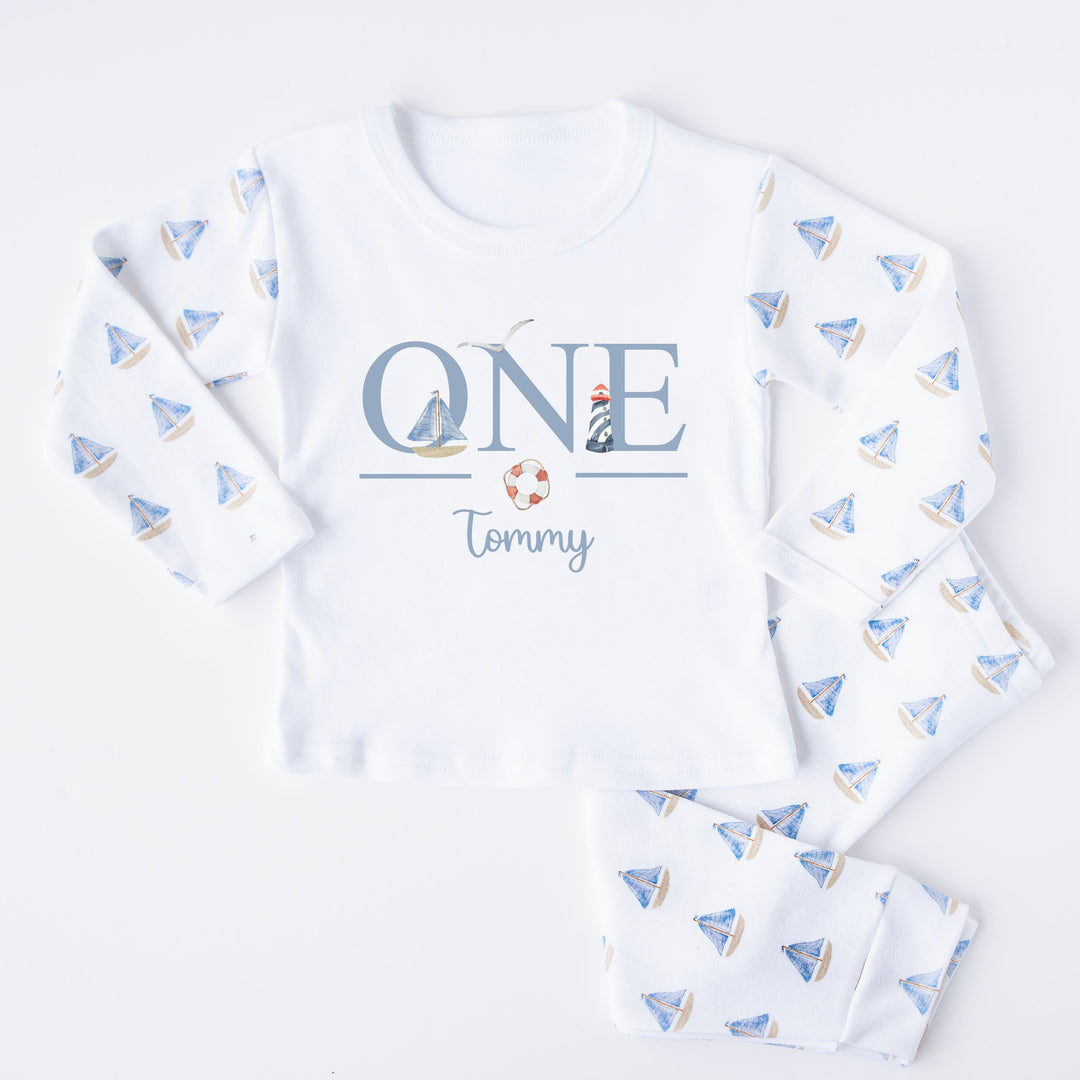 Personalised Sail Boats Birthday Pyjamas