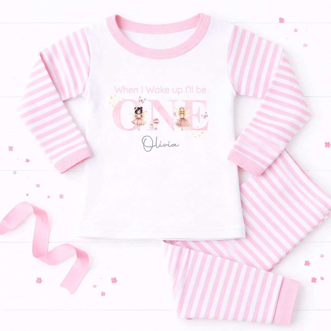 Personalised Pink Fairies When I Wake Up I Will Be One First Birthday Pyjamas