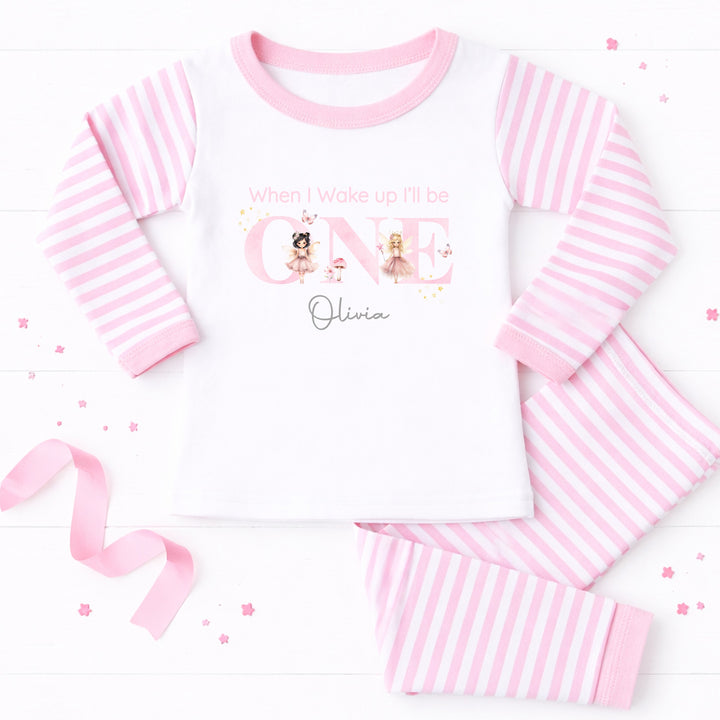 Personalised Pink Fairies When I Wake Up I Will Be One First Birthday Pyjamas