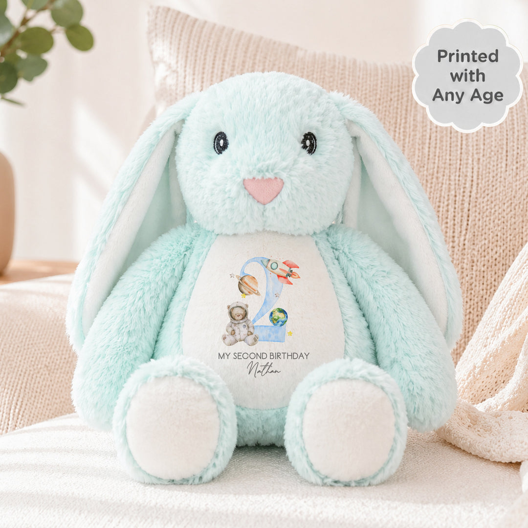 Personalised Blue Spaceman Any Age Birthday Rabbit