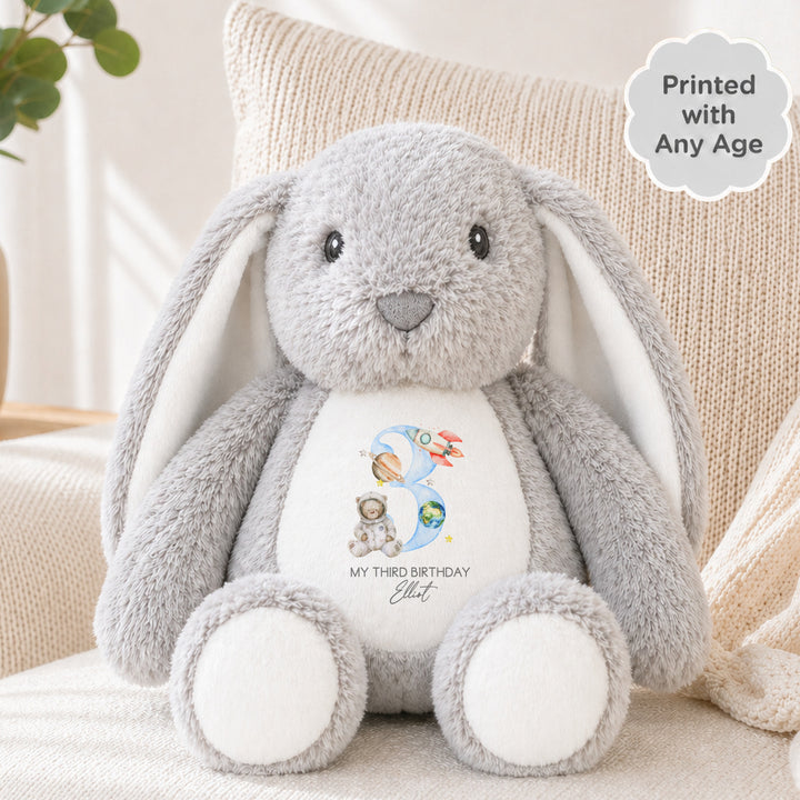 Personalised Blue Spaceman Any Age Birthday Rabbit