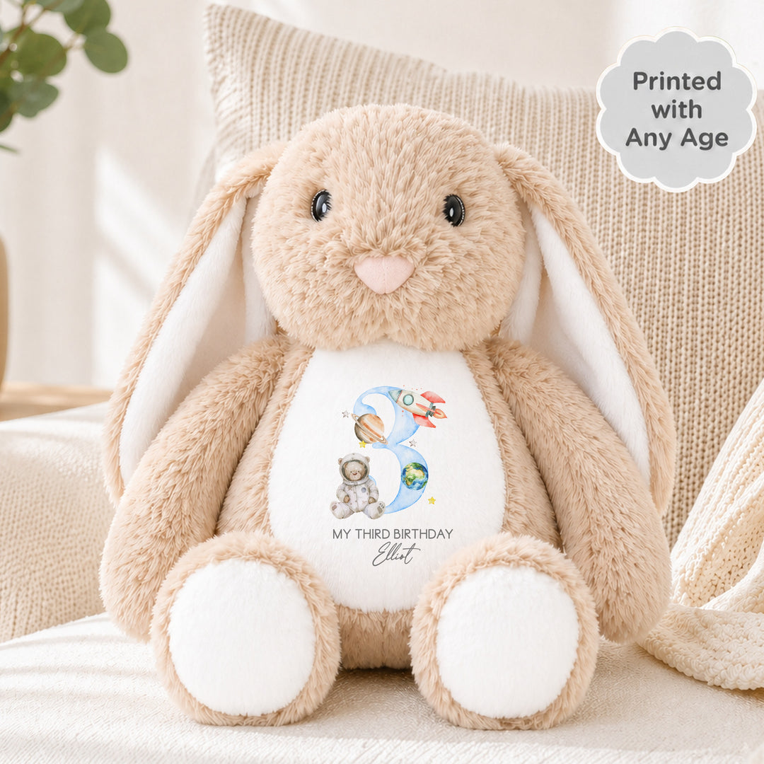 Personalised Blue Spaceman Any Age Birthday Rabbit