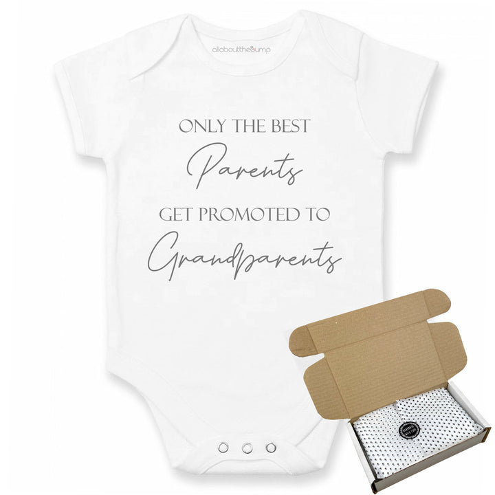 This baby announcement vest can be brought in a box lined with tissue paper