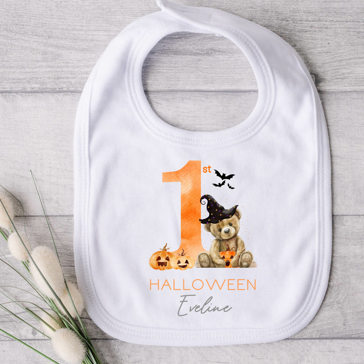 Personalised My First Halloween Orange Teddy Babygrow/Vest/Bib