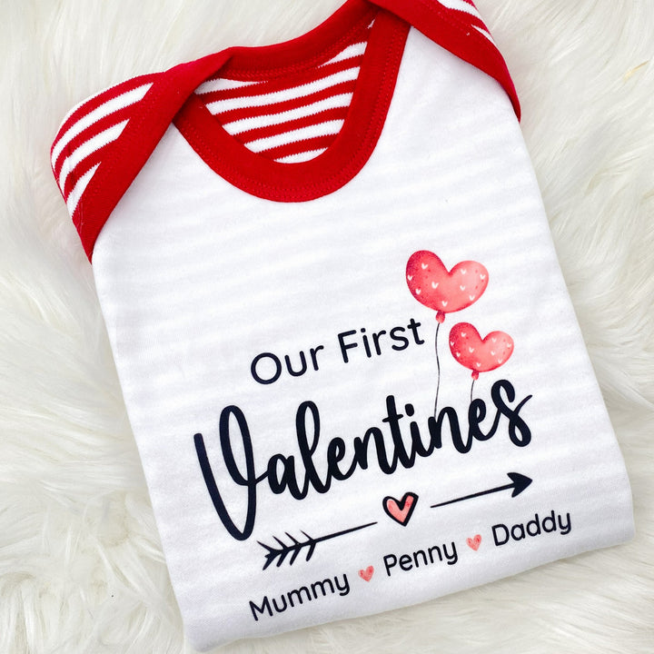 Personalised Our first Valentines Family Babygrow