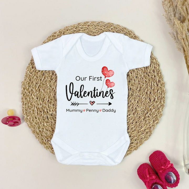 Personalised Our first Valentines Family Babygrow/Vest