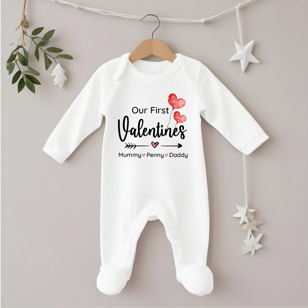 Personalised Our first Valentines Family Babygrow/Vest