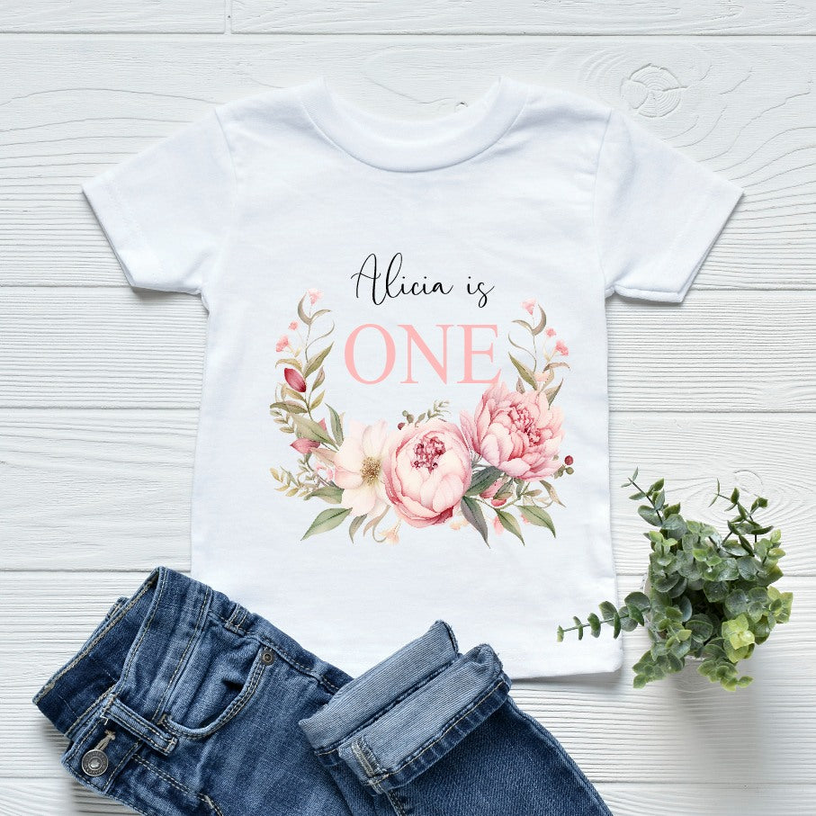 Personalised Birthday Girl Floral T-shirt